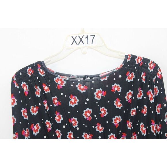 Kate Spade Navy Floral A-line Smocked Waist Size Small Viscose Blend Dress - Picture 2 of 8
